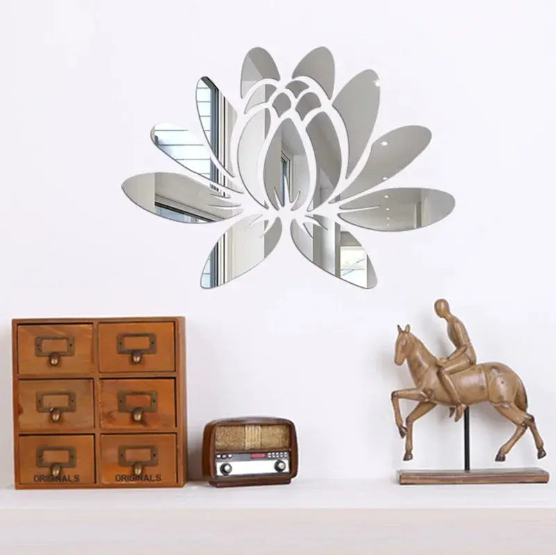 Lotus 3D Mirror Wall Sticker Acrylic Reflective Wall Decor Home Decoration - Rehmiar