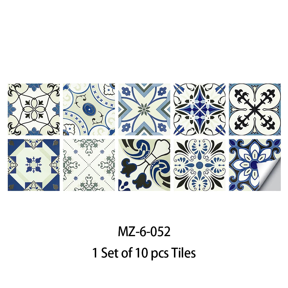 10pcs Blue & Gray Matte Surface Wall Sticker Film - Rehmiar