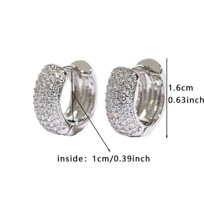 Zirconia Pave Hoop Earrings Unisex Huggie Earrings Hip Hop Party Wedding Jewellery - Rehmiar