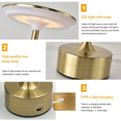 Touch Sensor LED Table Lamp – USB Rechargeable, Portable Night Light for Bedroom, Reading, Restaurant & Hotel - Rehmiar