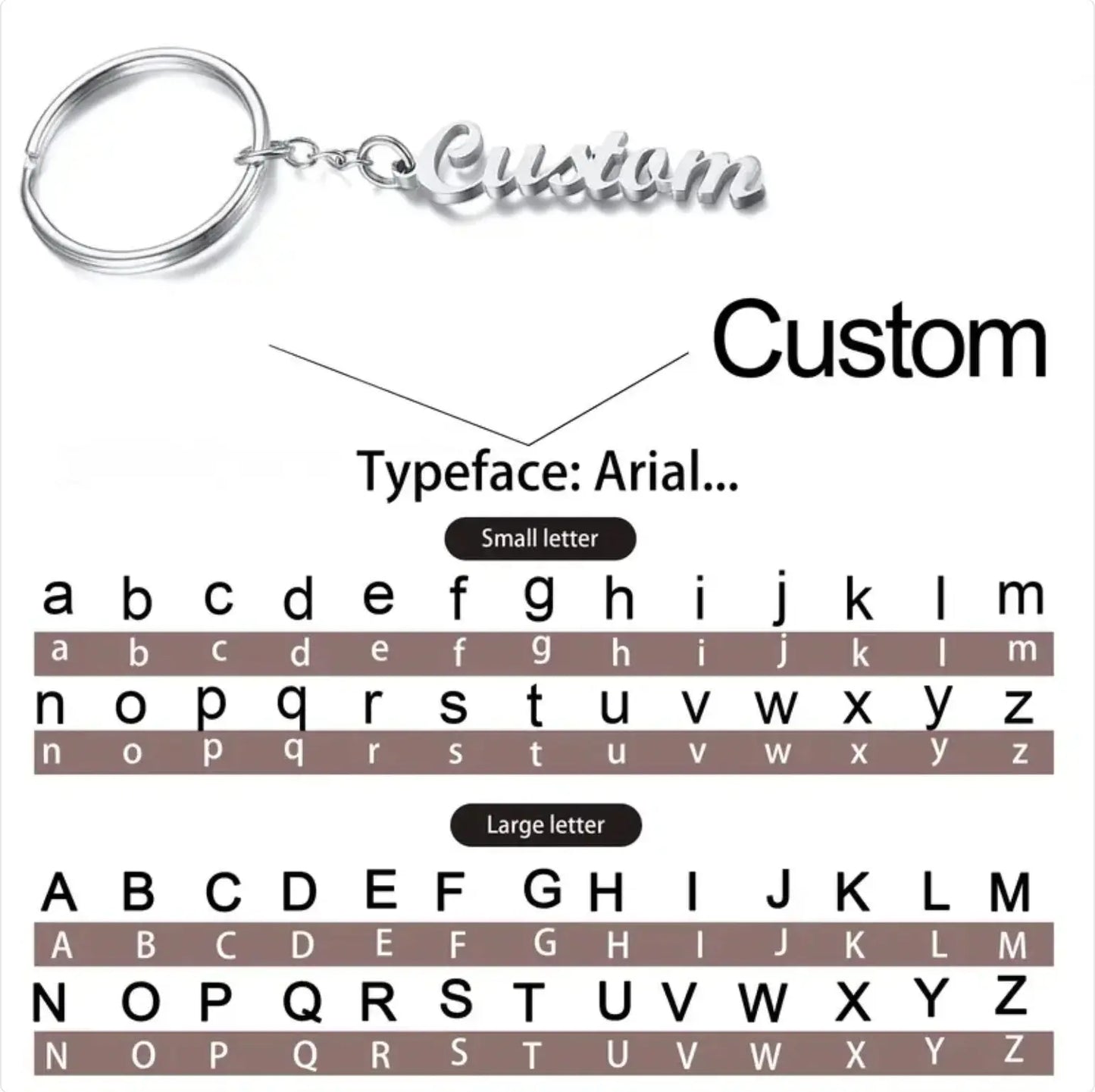 Custom Name Tag Keychain Personalized Letters Stainless Steel Key Chain Ring for Women Men Father's Day Mother's Day