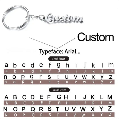 Custom Name Tag Keychain Personalized Letters Stainless Steel Key Chain Ring for Women Men Father's Day Mother's Day