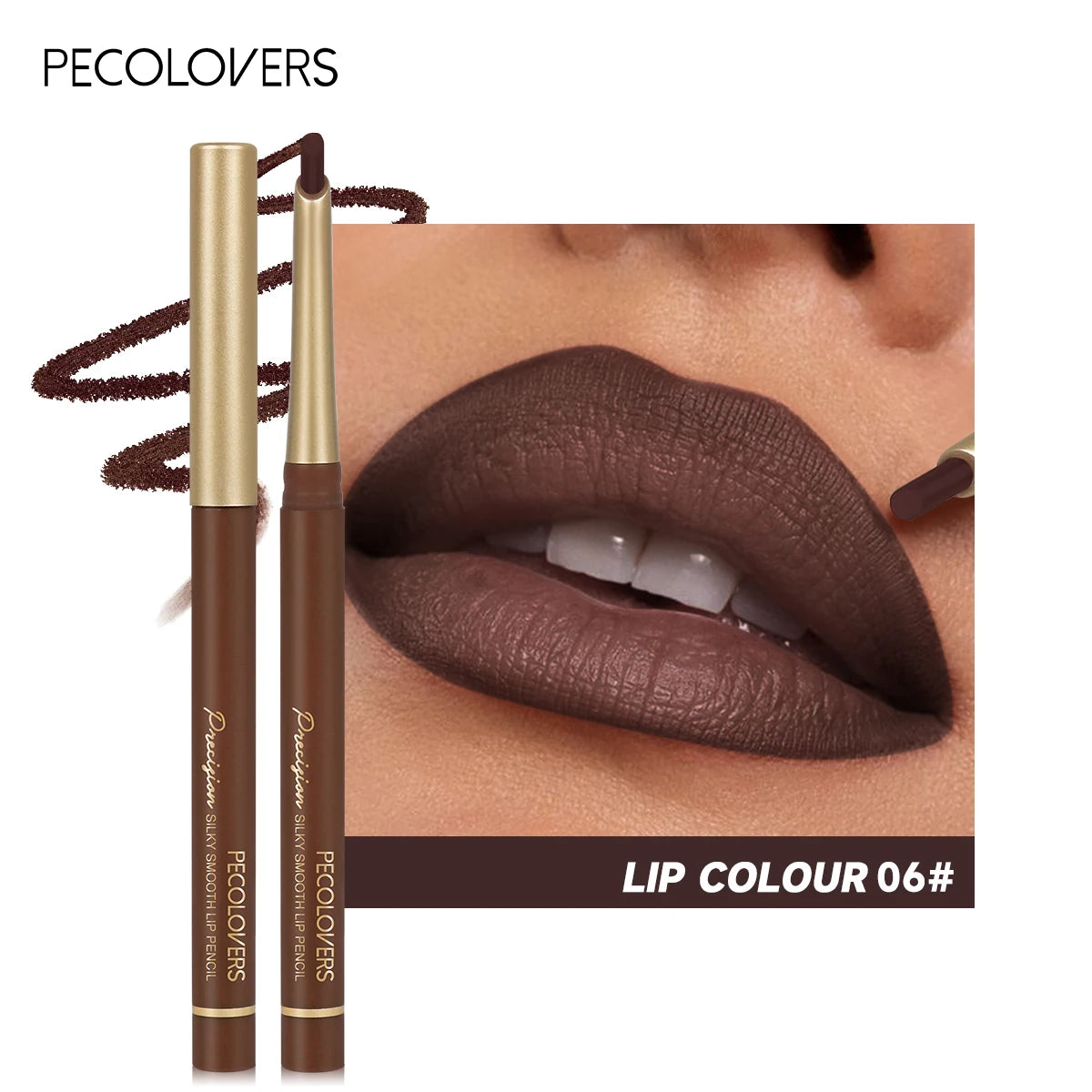 Matte 6-colors Lip Liner Pencil Bevel Design Nib Lip Contour Lipstick Nude Brown Lipstick Pencil - Rehmiar