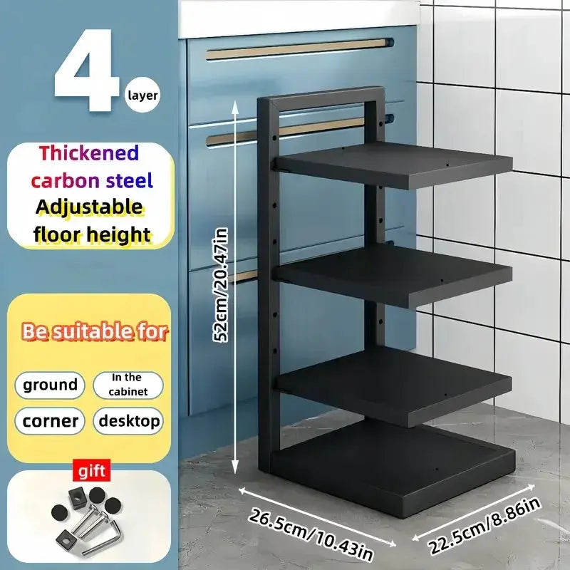 Adjustable Stainless Steel Pot Rack Organizer – Multi-Layer Storage Rack for Pots & Pans, Kitchen Household - Rehmiar
