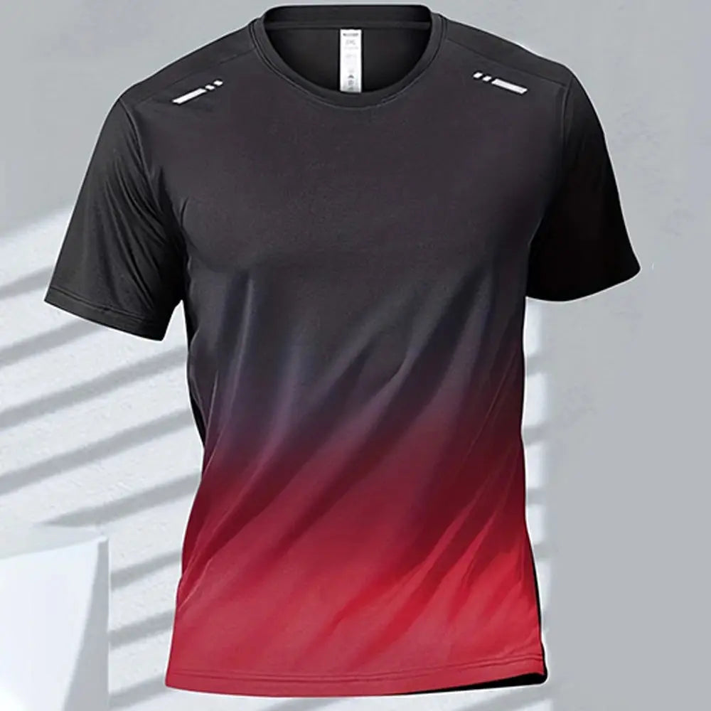 Men's Quick-Drying Gradient Short Sleeve T-Shirt – Sports Tee for Outdoor Workout, Basketball, Training & Running - Rehmiar