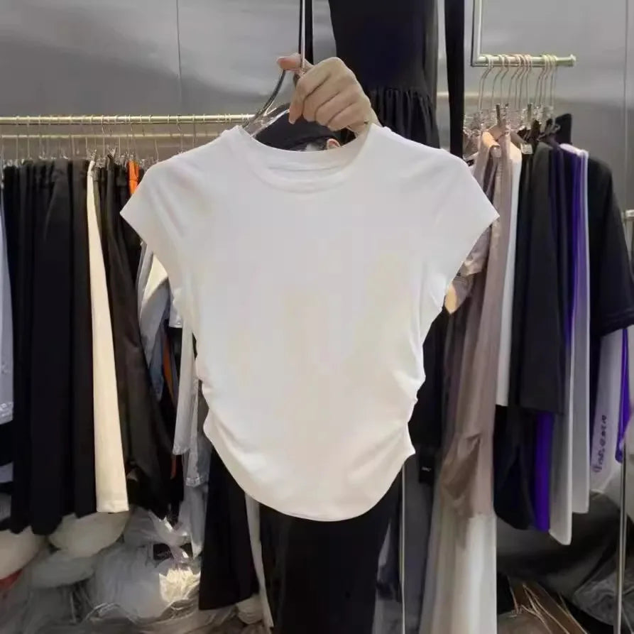 K-pop Style Solid Colour Summer Crop Top - Rehmiar