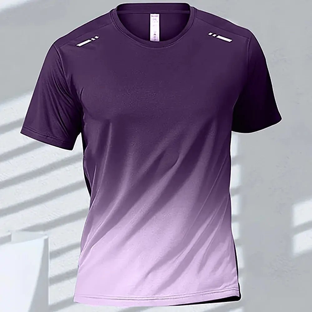 Men's Quick-Drying Gradient Short Sleeve T-Shirt – Sports Tee for Outdoor Workout, Basketball, Training & Running - Rehmiar