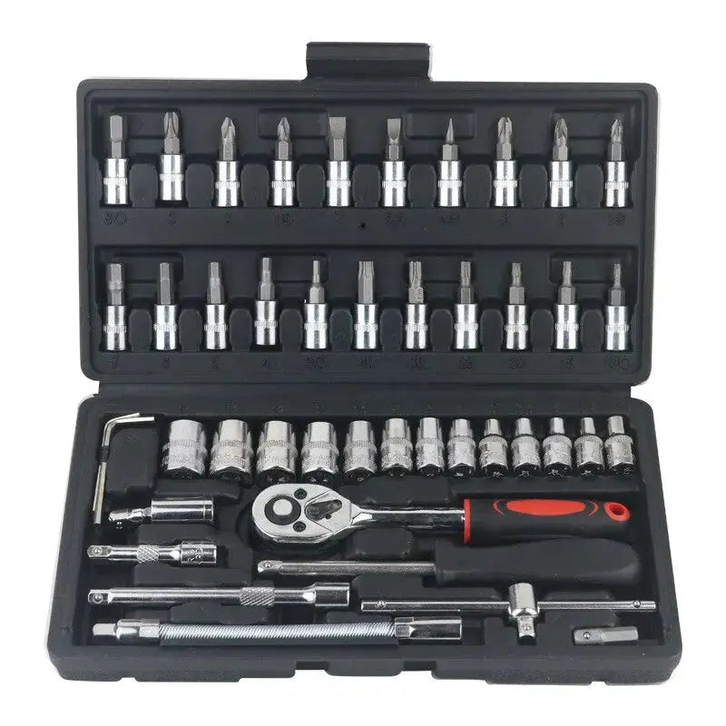 46-piece car repair tool kit 1/4-inch socket set car repair maintenance tools - Rehmiar