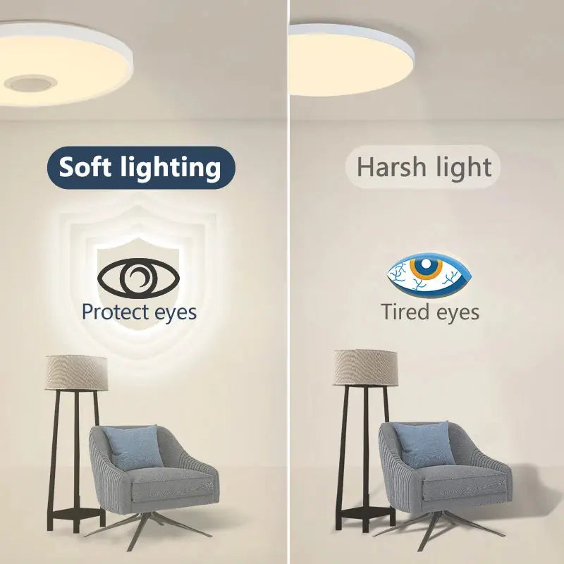 Smart RGB LED Ceiling Lamp – APP & Remote Control, Dimming, Music Sync with Speaker for Living Room & Bedroom - Rehmiar