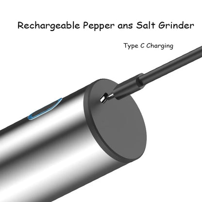 Electric Salt and Pepper Grinder – Automatic Rechargeable Mill with Adjustable Coarseness, Kitchen Appliances