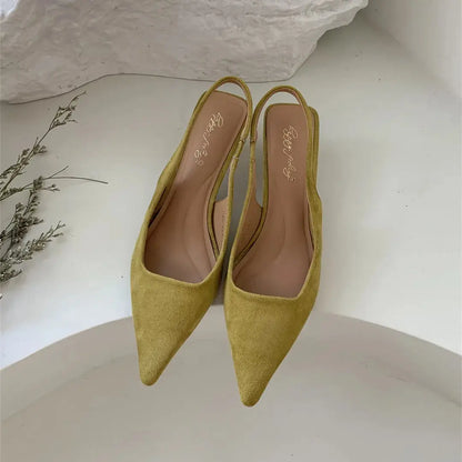 Bailamos Elegant Pointed Toe Slingback Sandals for Women – Low Heel Summer Dress & Office Shoes - Rehmiar