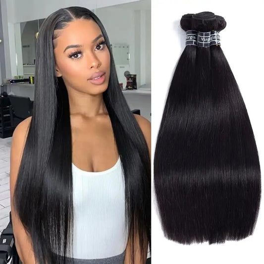 12A Straight Human Hair Bundles – Raw Remy Black Hair Extensions, 28-32 Inch, 3 or 4 Bundles - Rehmiar