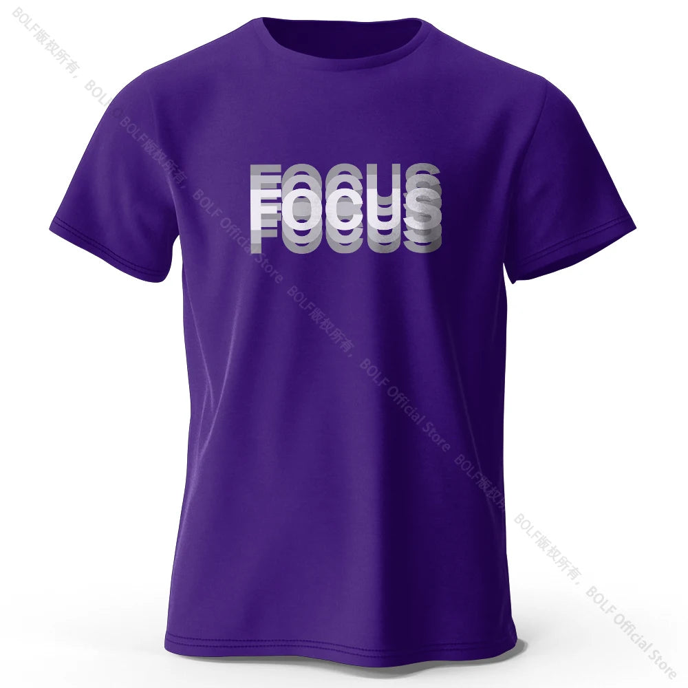 Focus Letter Minimalist Style 100% Lightweight Cotton T-Shirt, - Rehmiar