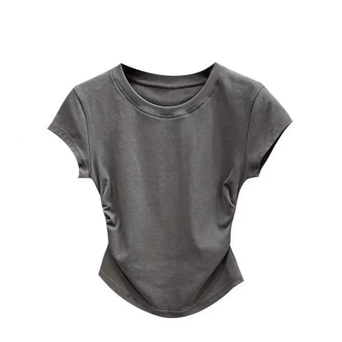 K-pop Style Solid Colour Summer Crop Top - Rehmiar