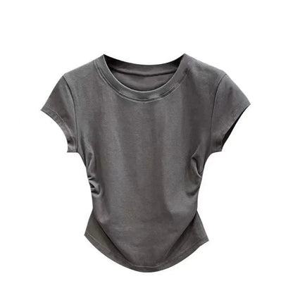 K-pop Style Solid Colour Summer Crop Top - Rehmiar