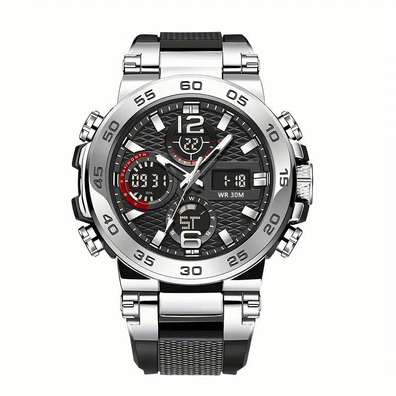 LSLONG Men’s Waterproof Digital Quartz Watch with Alarm & Dual LCD Display – Sports Wristwatch - Rehmiar