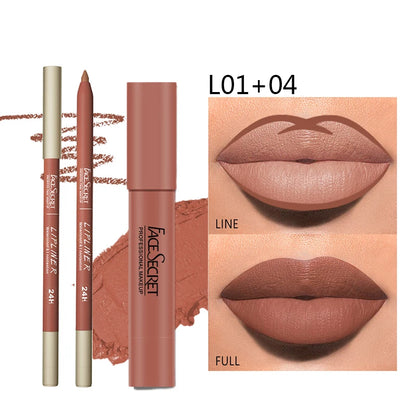 Matte Lipliner & Lipstick Set, Waterproof, Long Lasting Lip Makeup, Soft Matte Colours Women's Makeup