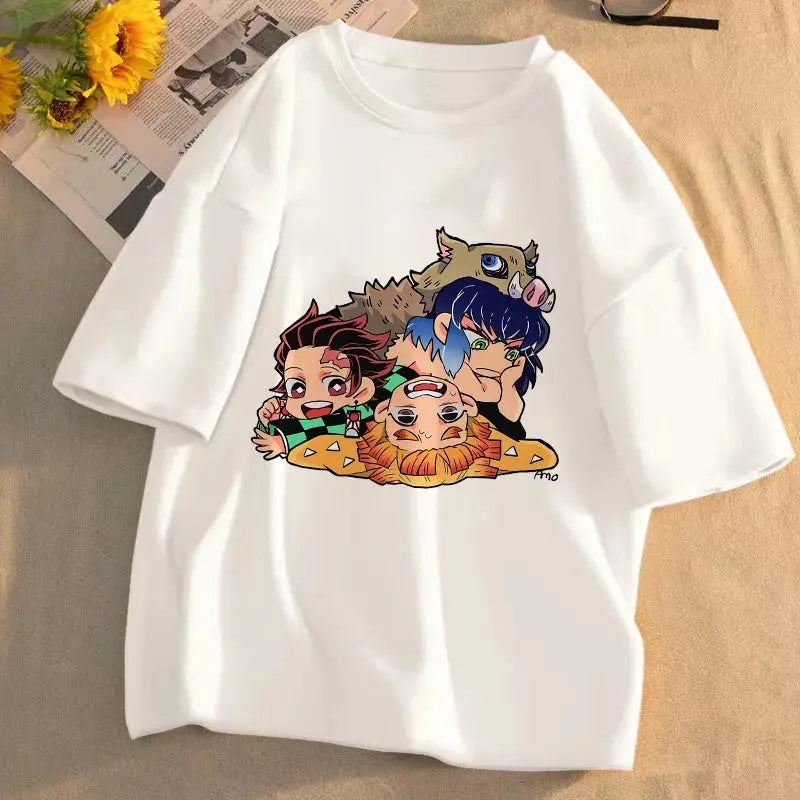 Demon Slayer Unisex Anime Graphic T-Shirt – Summer Short Sleeve Streetwear Tee - Rehmiar