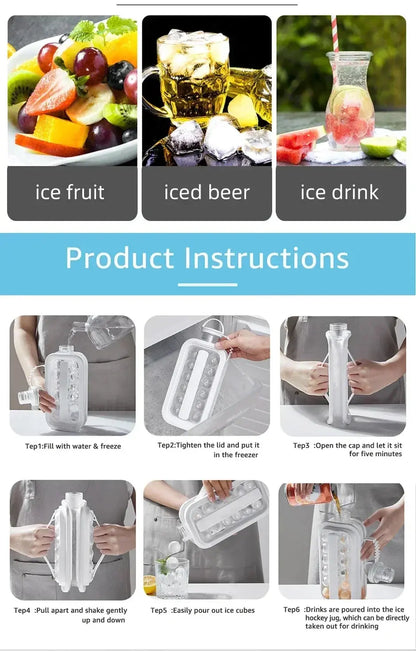 2-in-1 Portable Ice Maker Water Bottle – Folding Ice Cube Mold & Drink Bottle - Rehmiar