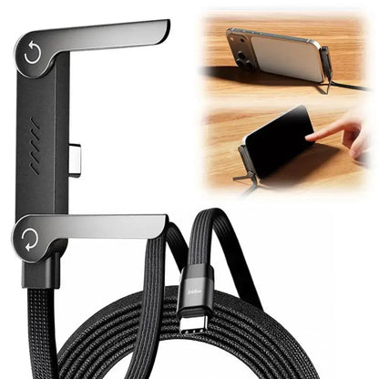 Super Fast Charging Braided Cable with Invisible Phone Stand – Type-C Built-in Holder for Gaming, Office & Travel Rehmiar