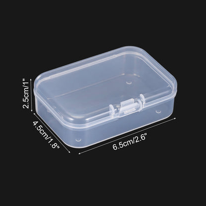 Clear Storage Box with Hinged Lid, Plastic Stackable Rectangle Organizer Container for Small Jewlery  Items - Rehmiar