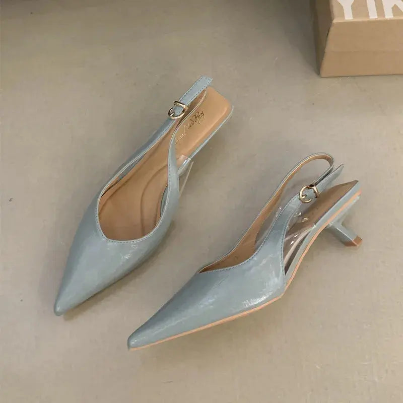 Bailamos Elegant Pointed Toe Slingback Sandals for Women – Low Heel Summer Dress & Office Shoes - Rehmiar