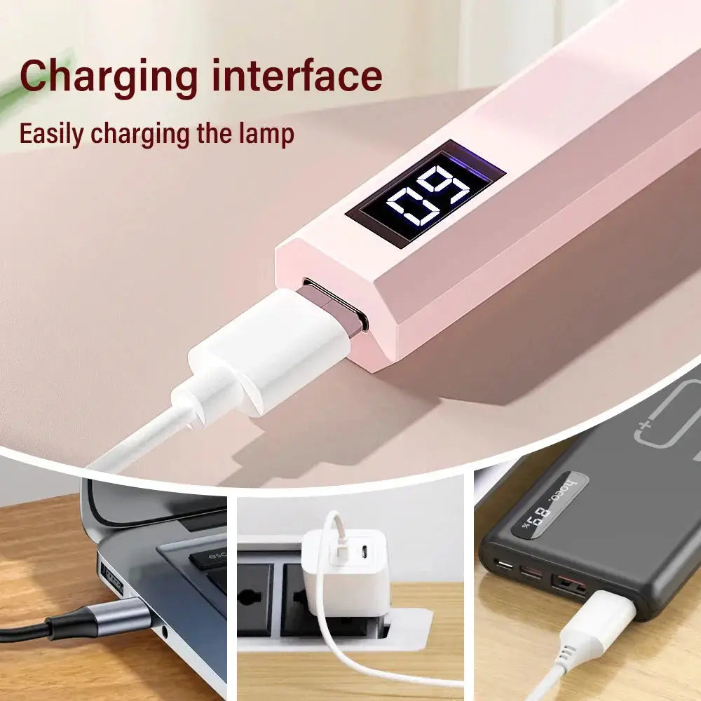Handheld UV LED Nail Lamp – USB Rechargeable Gel Polish Nail Art Quick Dryer Tool Rehmiar