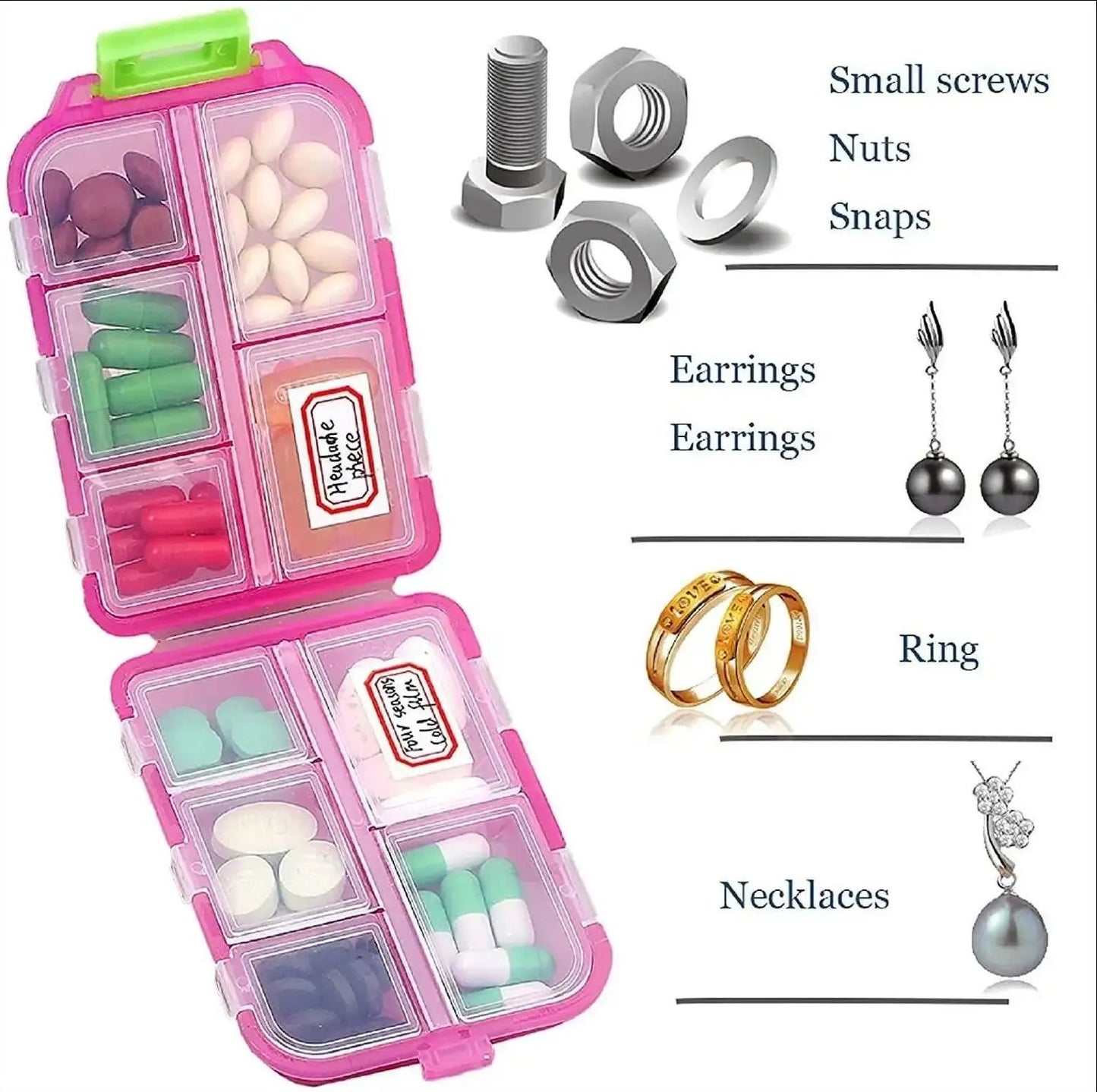 Tcare Travel Pill Organizer – Moisture-Proof Pill Box for Pocket or Purse, Portable Daily Medicine & Vitamin Holder Container - Rehmiar