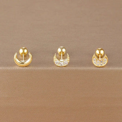 3PCS Stainless Steel Gold Colour Crown Stud Earring Set for Women 14K Gold Plated Crystal Zircon Unique Horse Eye Earring Jewellery