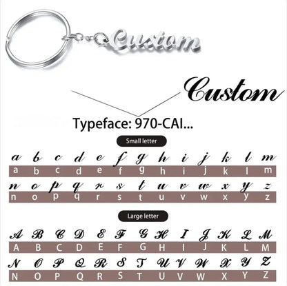Custom Name Tag Keychain Personalized Letters Stainless Steel Key Chain Ring for Women Men Father's Day Mother's Day