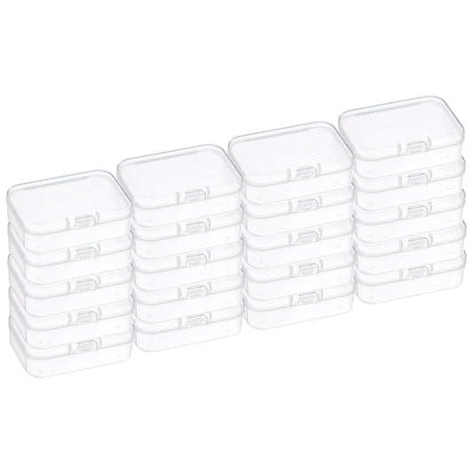 Clear Storage Box with Hinged Lid, Plastic Stackable Rectangle Organizer Container for Small Jewlery  Items