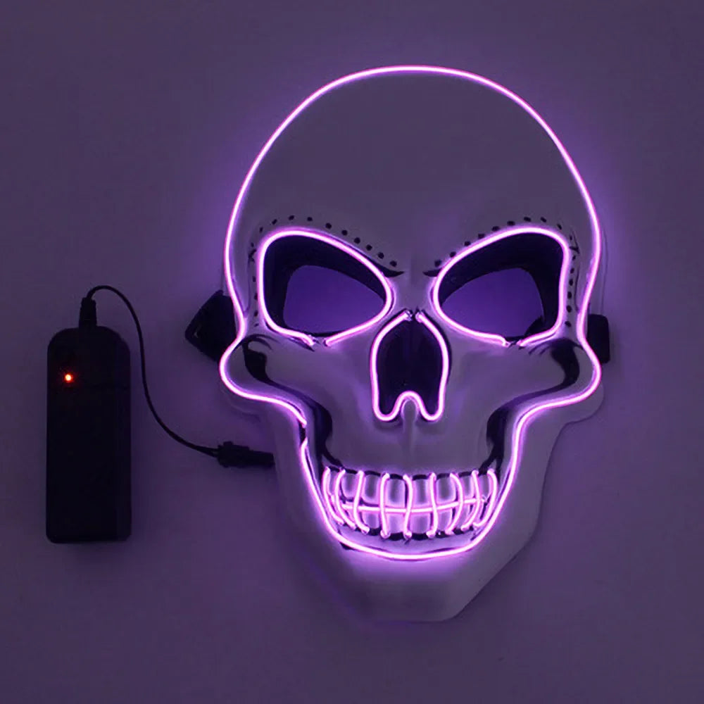 Halloween Horror Skull Mask LED Cold Light Mask - Rehmiar
