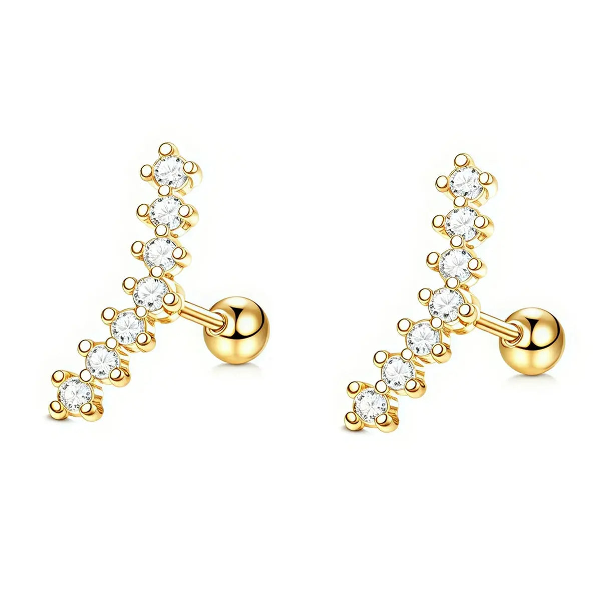 2Pcs 16G Stainless Steel Screw Back Stud Earrings for Women, Cubic Zirconia Cartilage Conch Helix Ear Piercing