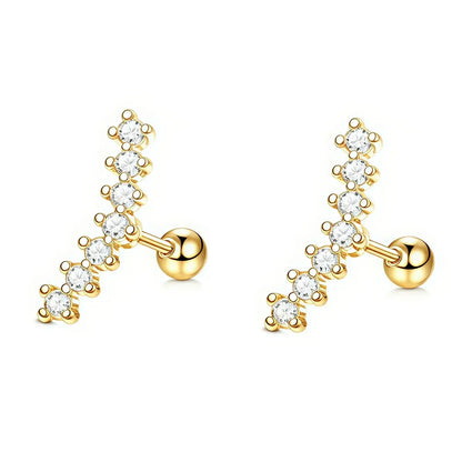 2Pcs 16G Stainless Steel Screw Back Stud Earrings for Women, Cubic Zirconia Cartilage Conch Helix Ear Piercing