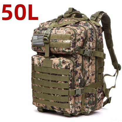 25L / 50L Tactical Backpack – Waterproof Nylon Hiking Trekking Fishing Hunting & Camping Rucksack - Rehmiar