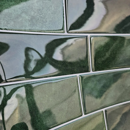 Green Brick Pattern Waterproof Heat-resistant Self-Adhesive 10pcs Wall Stickers Tile - Rehmiar