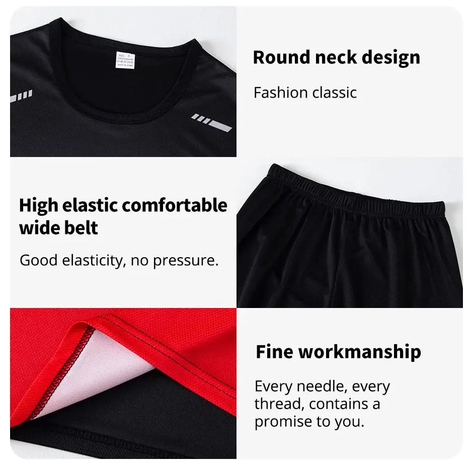 Men's Seasonal Sports Short Sleeve Top & Running Shorts Set – Gradient Quick Drying Multi-Colour Casual Set - Rehmiar