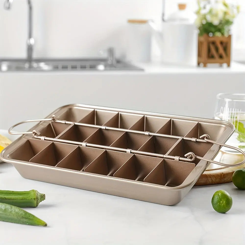 Stainless Steel Brownie Cake Pan with Dividers – Non-Stick Square Loaf Pan for Muffins & Blondie Bakeware - Rehmiar
