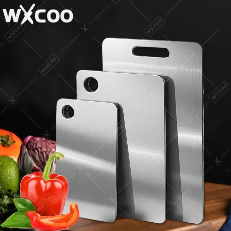 WXCOO Stainless Steel Kitchen Cutting Board – Food Grade Thick Chopping Board for Meat, Vegetables & Fruit - Rehmiar