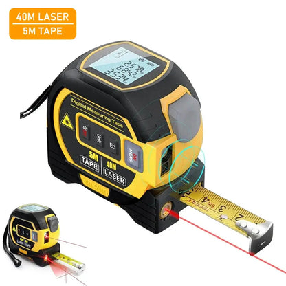 3-in-1 Laser Tape Measure – 60M Laser Rangefinder with 5M Tape & LCD Digital Display - Rehmiar