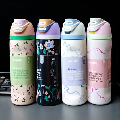 Insulated Stainless Steel Sports Water Bottle with Straw - Rehmiar