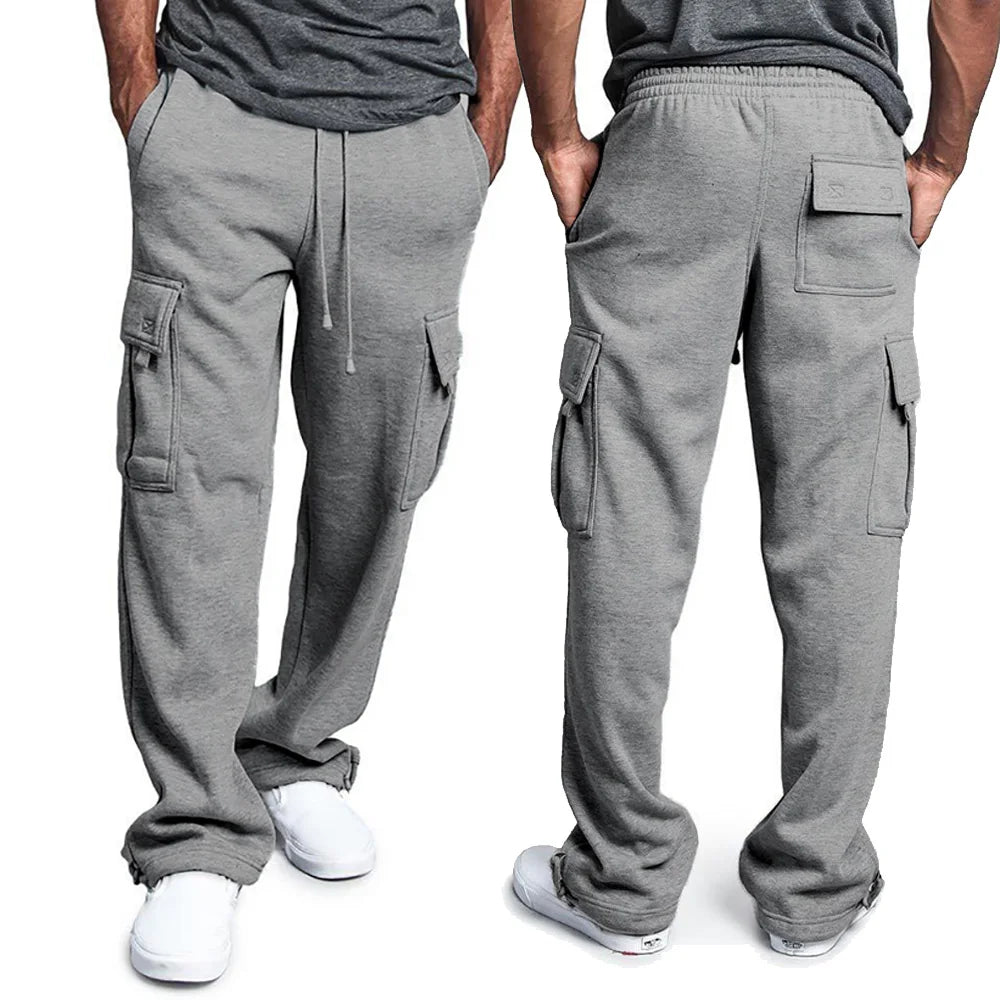 Men's Oversized Straight Fit Multi-Pocket Joggers - Rehmiar