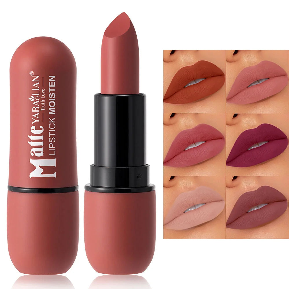 6-Color Matte Lipstick, Velvet Lip Colour, Smooth, Waterproof, Long-Lasting Lip Makeup - Rehmiar