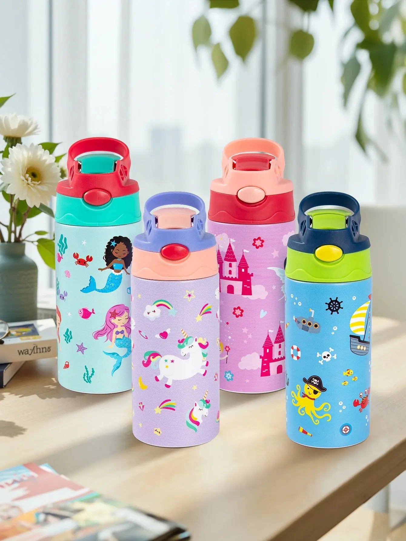 350ml Cartoon Insulated Stainless Steel Thermos Cup – Kids Cartoon Print Vacuum Flask - Rehmiar