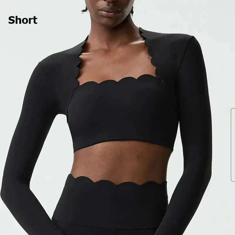 Women’s Long Sleeve Yoga Crop Top – Slim Fit Stretch Workout Shirt with Built-In Pads Rehmiar