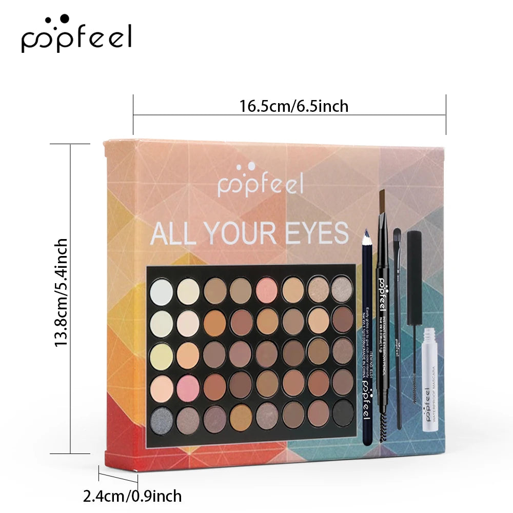 POPFEEL Eye Makeup Set, Eyeshadow Palette, Eyeliner, Mascara, Eyebrow Pencil, Makeup Set Box