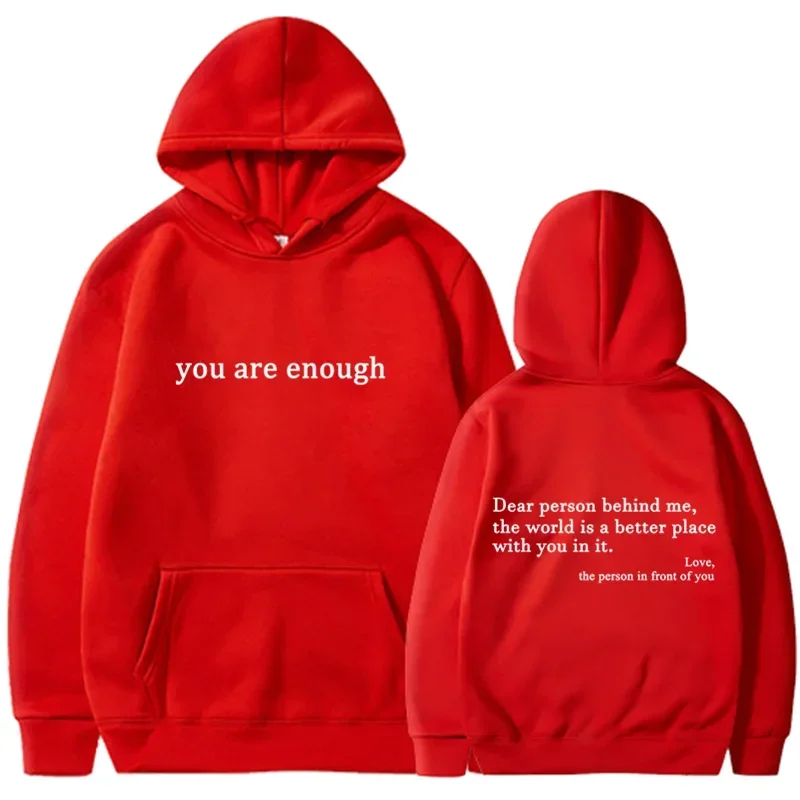 Trendy "You Are Enough" Hoodie – Unisex Retro Pullover, Street Hip Hop Top for Men & Women, Hot Selling
