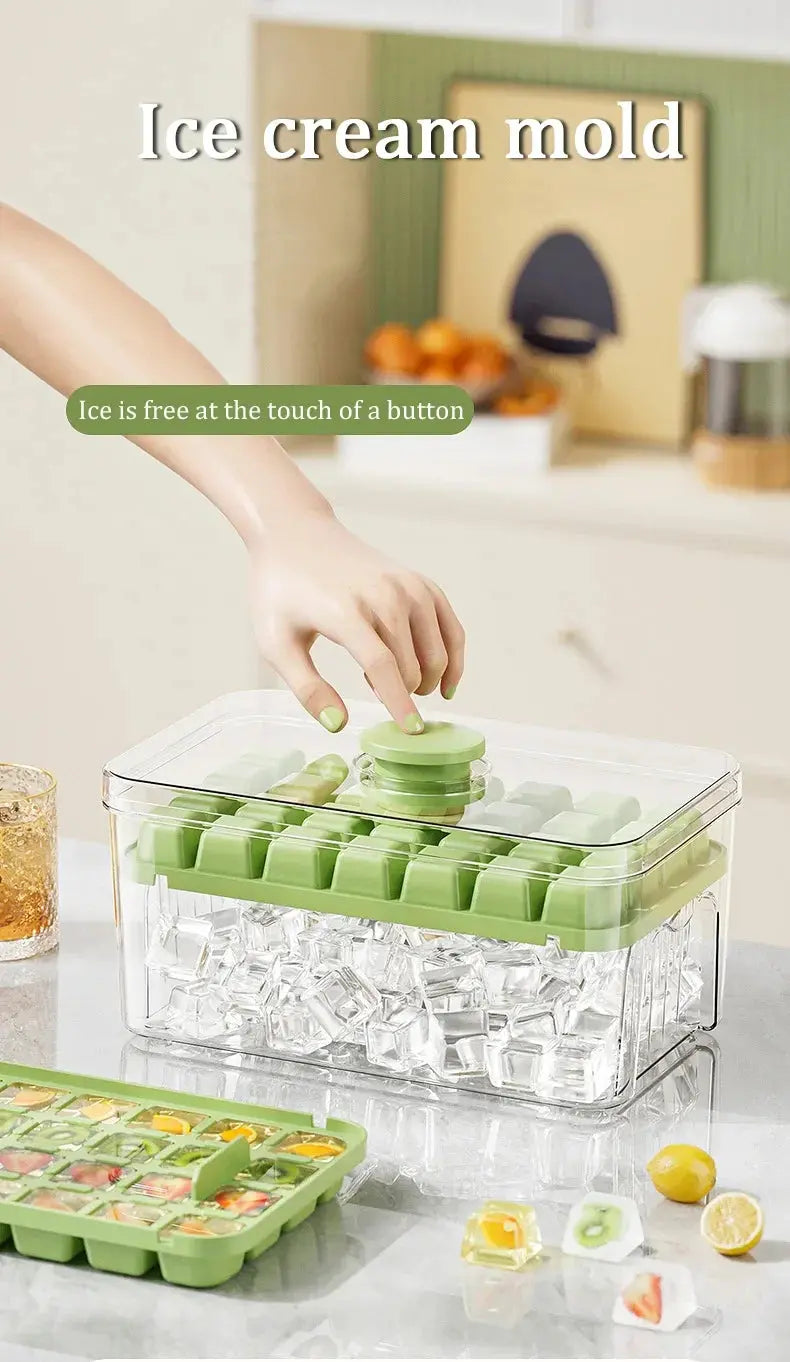 48-Grid Ice Cube Tray with One-Touch Release – Portable Ice Maker Mold & Ice Box - Rehmiar