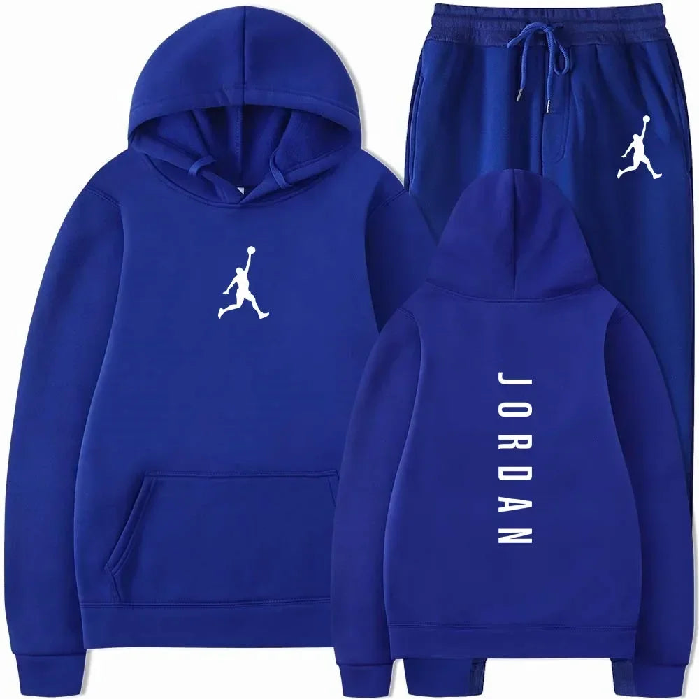 Spring & Autumn Men's Sportswear Set – Casual Fitness Basketball Hooded Jumper & Jogging Pants Two-Piece Set