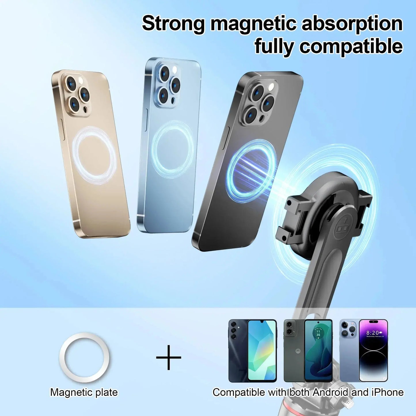 C20 Magnetic Selfie Stick Tripod – MagSafe Travel Stand for iPhone 12–16 Pro Max & Android Rehmiar